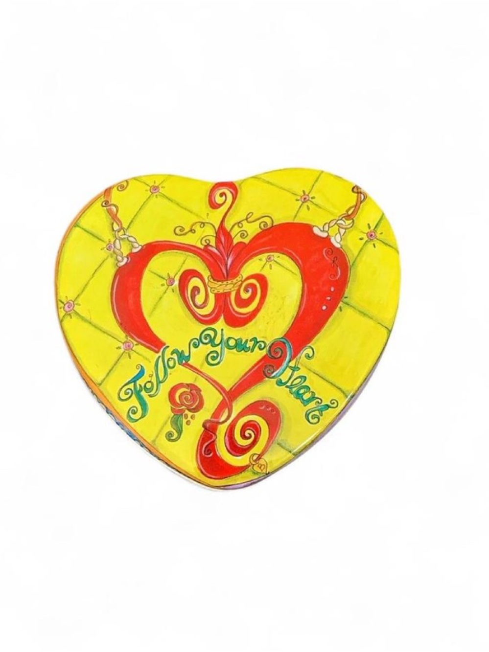Vintage Brighton Collectibles "Follow Your Heart" Metal Tin Trinket Box 💛